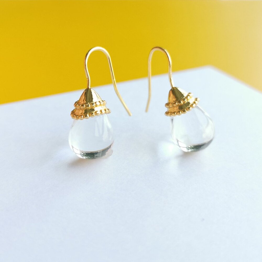 Noel Demi Gold Clear Crystal Earrings by Julie Vos